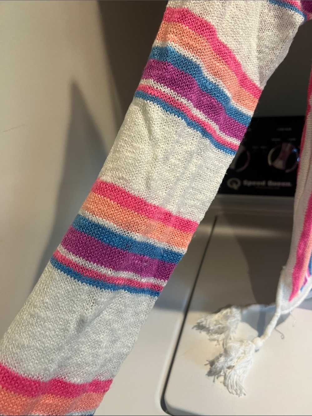 Lily Pulitzer Striped Lightweight Knit Sweater in Cream with Pink & Blue Stripes - Picture 4 of 5